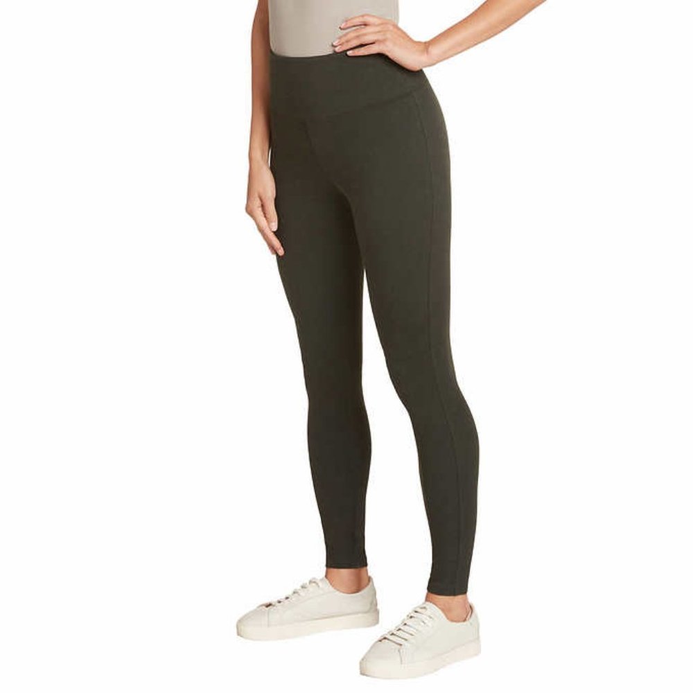 Max & Mia Ladies’ High Waist French Terry Legging Dark Olive NWT - Picture 2 of 8